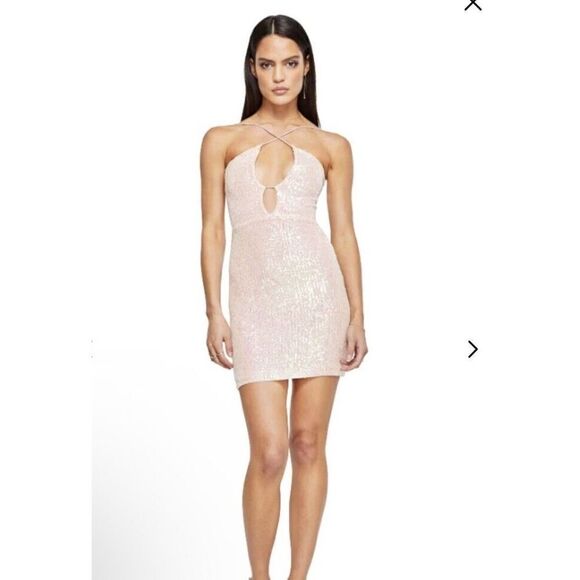 Nookie Supreme Mini Sequin Dress Small White $279 Cocktails Evening Event NWT S - Picture 4 of 12